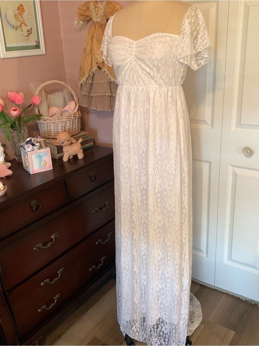 Bridal White Lace Maxi Dress -Wedding